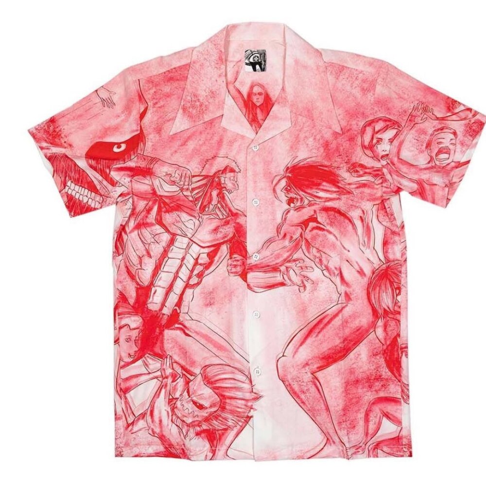 Rare Attack on Titan AOT Fugazi Senpai Luxury Buttondown Shirt, Small